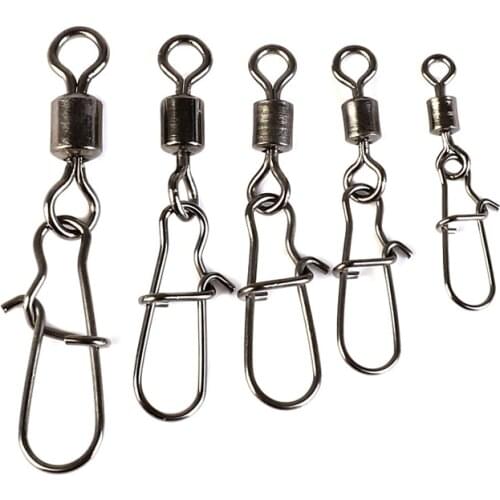 210pcs/box Fishing Rolling Swivels Snap Pin Line Connectors Barrel Ring High speed American swivel 8-ring plus reinforced pin