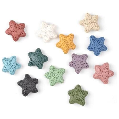 25mm Colorful Starfish Lava Stone Bead For DIY Essential Oil Diffuser Bracelet Necklace Earrings Making