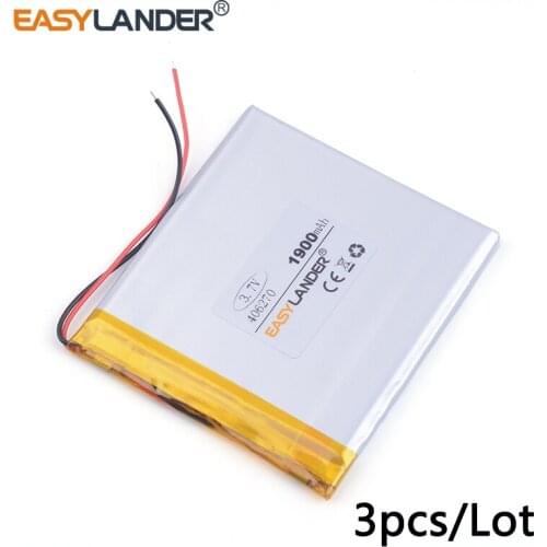 3pcs /Lot 3.7v lithium Li ion polymer rechargeable battery 406270 1900MAH For Mp3 MP4 MP5 GPS PSP mobile bluetooth 046270