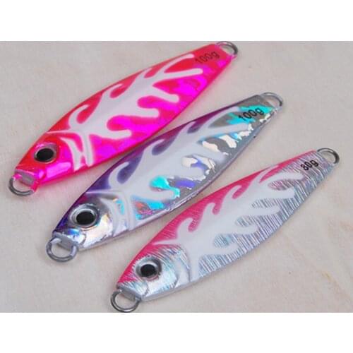 3PCS Deep sea Jigging Slow Jig Fishing Fish Bone Grain Ocean Boat Rock Beach Jigbait Spoon Lure Hook baits 80g 100g