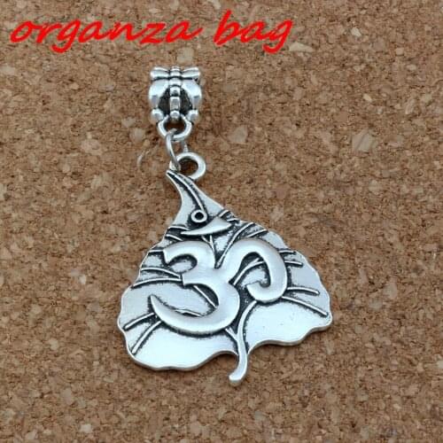 4 Pcs/lot Dangle Zinc Alloy Tree leaf OM Yoga Sign Charm Beads Fit European Bracelets Jewelry DIY 24.8x44.2mm A-383a