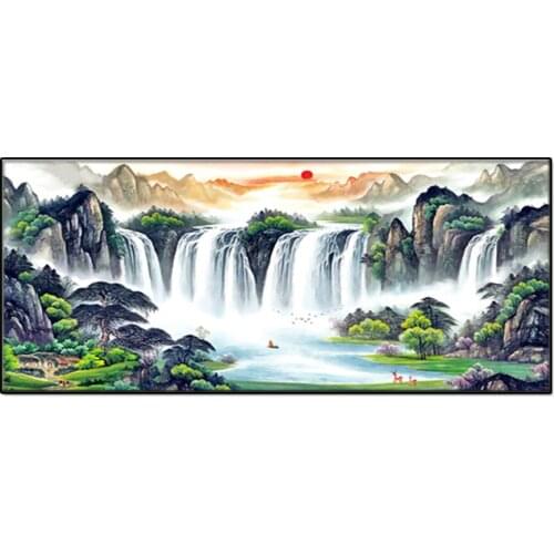 Diamond embroidery Rising Sun Dongsheng Landscape Painting mosaic diamond paintings full square round drill stitch cross A888