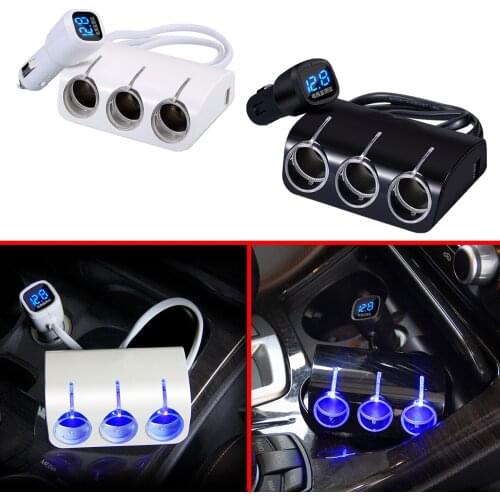 Auto Car 3 Way Cigarette Lighter Socket Splitter 12V / 24V Three USB Charger Power Fast LED Adapter Universal Accessories