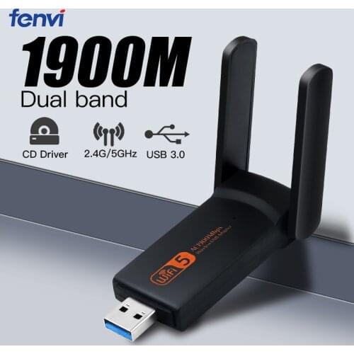 1900Mbps Wireless USB WiFi Adapter Network Card 1200Mbps WiFi Dongle USB LAN Ethernet Dual Band 2.4G/5.8G For PC Laptop Windows