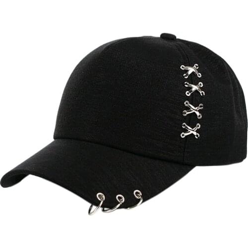 Dad Hat Creative Piercing Ring Baseball Cap Punk Hip Hop Caps Cotton Adult Casual Solid Adjustable Unisex Caps