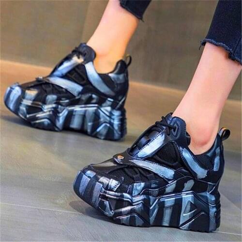 Punk Goth Fashion Sneaker Womens Breathable Cow Leather Ankle Boots Oxfords Creepers Party Shoes 34 35 36 37 38 39