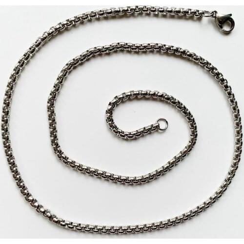 50cm Titanium Steel Box Chain Metal Ball Box Links Stainless Steel Chain Necklace Jewelry Men Women 1pc Dropship