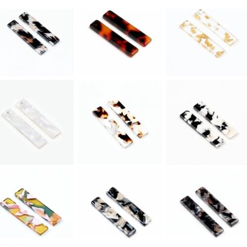 Tortoise Shell Charm,Acetate Acrylic, Thin Bar Rectangle pendant ,Boho ,Leopard Print,Earring Parts,Ohrringe finding-ACE134