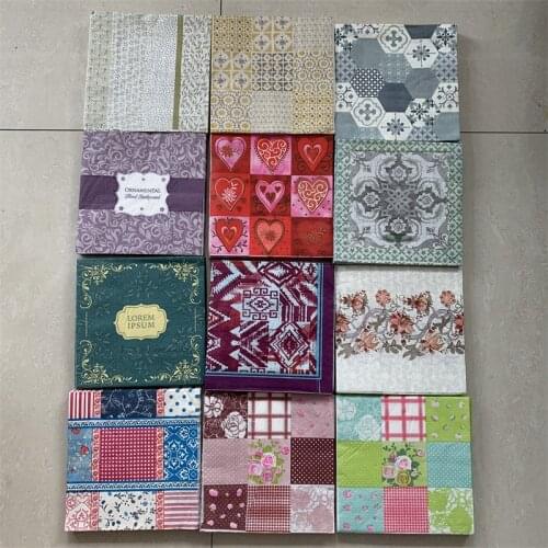 Decoupage wedding servilletas vintage elegant napkins paper tissue printed flowers pattern striped birthday party decor 20 3-pl