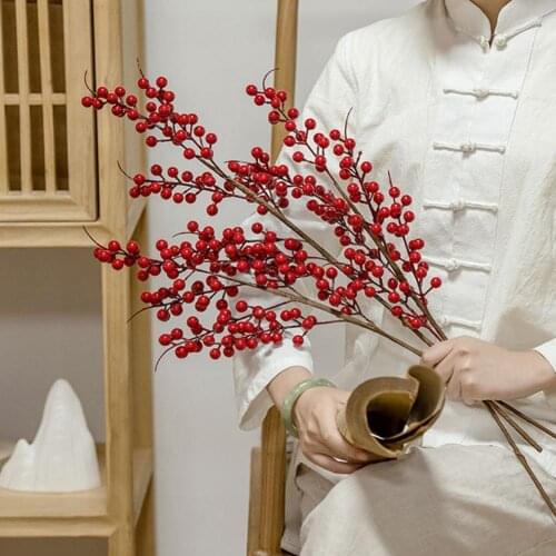 Artificial Plant Vivid Office Desk Ornaments Polystyrene Styrofoam Festival Fake Berry Plants for Living Room Party Decoration