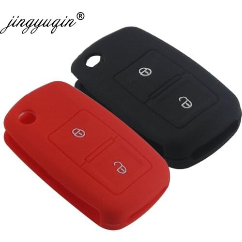 Jingyuqin 30pcs 2 Buttons Silicone Key Case for VW Amarok Polo MK4 Bora Jetta Altea Seat Golf Protection Cover