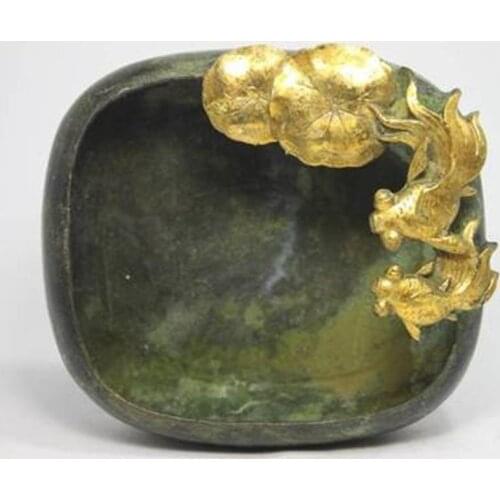 CHINESE OLD COPPER HANDWORK FISH ASHTRAY Free shipping