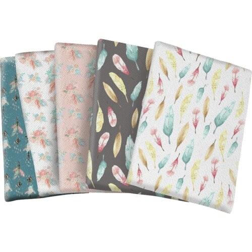 Beauty Feather Pattern Printed Twill Polyester Fabric Plumage for DIY Bag Earring Hair Center Home textiles Materials 50*145cm