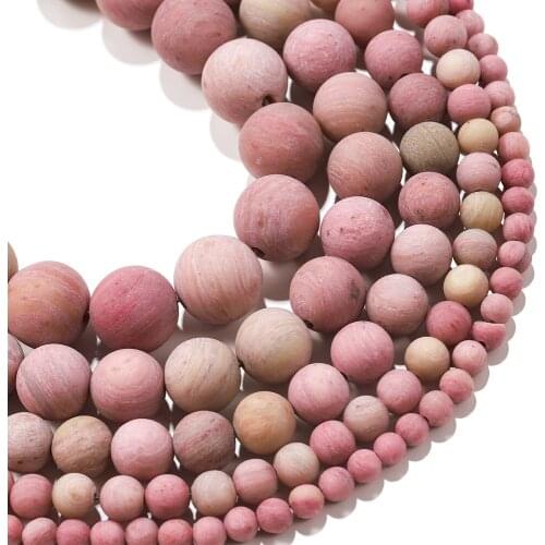 1strand Natural Matte Pink Red Rhodonite Stone Bead Round Beads Spacer Loose Ballbead For Jewelry Making DIY Bracelet 4-12MM