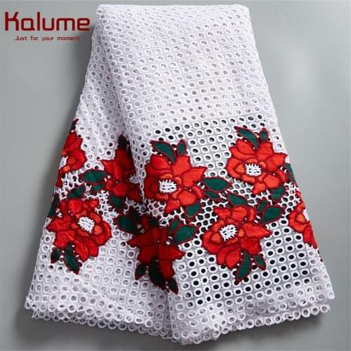 Kalume African Guipure Cord Lace Fabric Tissue 5 Yard 2021 Nigerian Cord Lace Fabric High Quality Embroidery For Diy Dress H2535