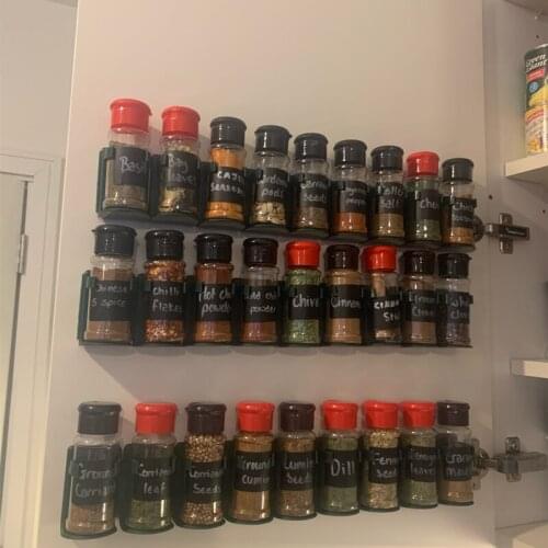 Kitchen Organizer Wall Mount Ingredient Spice Bottle Storage Rack Punch-free Cabinet Door Seasoning Hanging Hooks Holder Tools