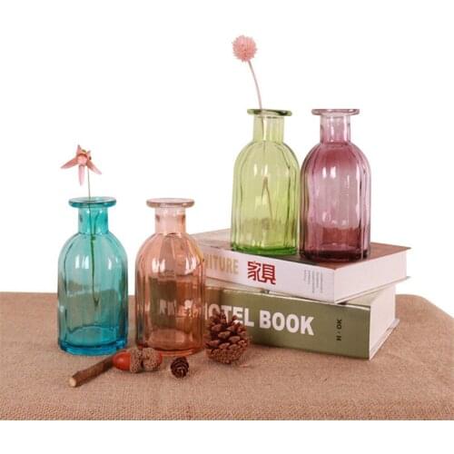 Mini Diy Glass Vase Office Decor Creative Hydroponic Bottle Home Decoration Transparent Micro-landscape Colorful Vase