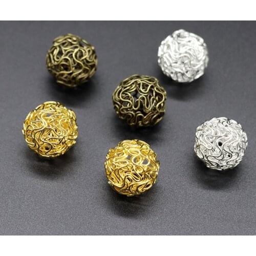 Mibrow 10pcs Gold Silver Color Fashion Hollow Out Ball Dangle Earrings Beads Drops For Women Earrings DIY Jewelry Findings