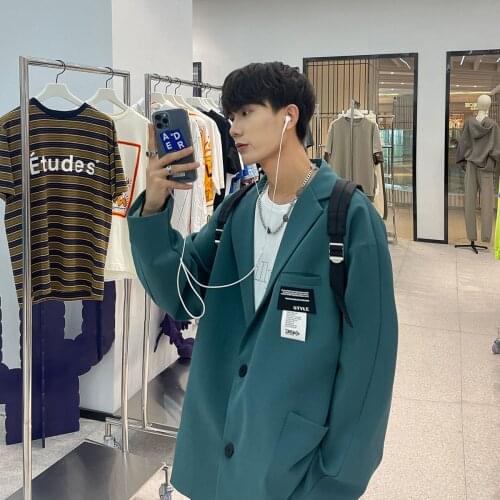 2021 Mens Solid Color Suit Jacket Loose Fashion Western-style Clothes Long-sleeved Blazers Streetwear Coats Big Size M-5XL