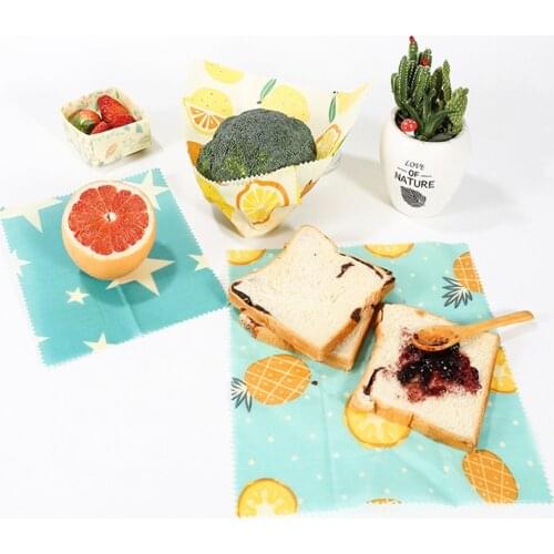 Assorted Set of 3 Beeswax Food Wrap Lunch Pack Eco Friendly Reusable Bread Fruits & Sustainable Food Storage Kitchen Organizer