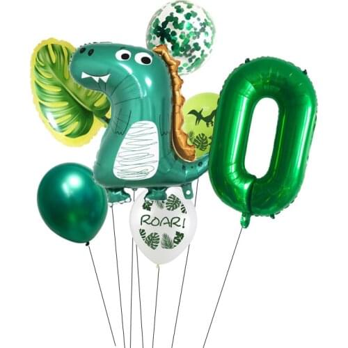 New Dinosaur Birthday Party Decoration Balloon 32 Inch Green Digital Aluminum Foil Set Helium Balloon Childrens Toy