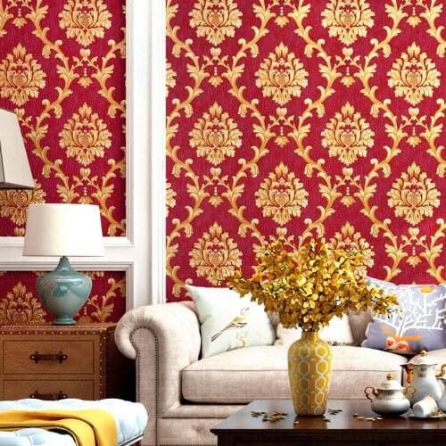 3D European Damascus Wallpaper Waterproof Luxury Warm Bedroom Living Room Engineering TV Background Wall Wallpaper