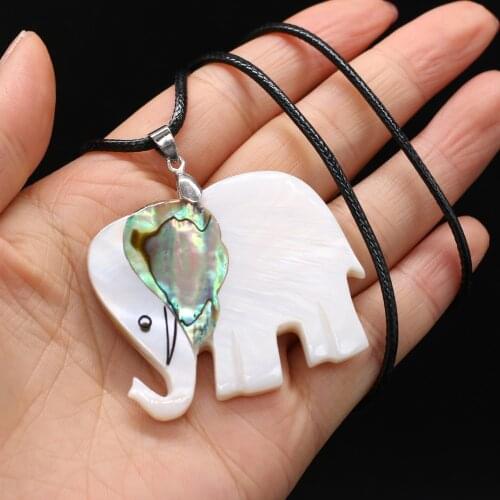 Natural Shell Animal Pendant Female Men Necklaces Mother of Pearl Shells Elephant Charm Pendants Necklace DIY Vintage Jewelry