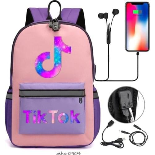 Hot Tik Tok Backpack Capacity Tik tok Students School Shoulder Bag Teentage Laptop Travel Rucksack Gift Mochilas
