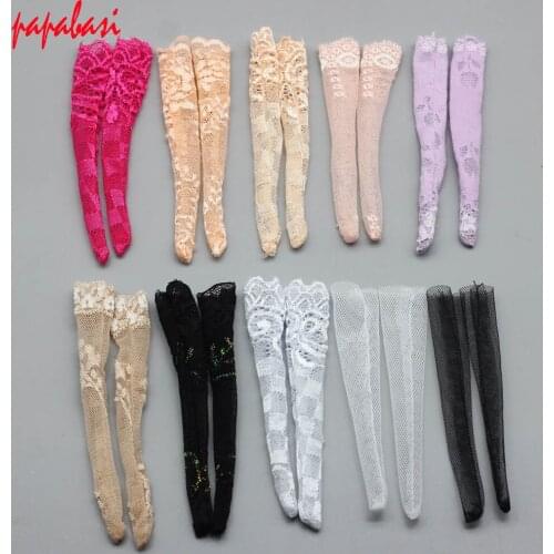 Mix 3pairs/lot fashion Colorful Lace Stocking Handmade Doll Accessories for 1/6 Blythes barbies Dolls Dress Gift toy