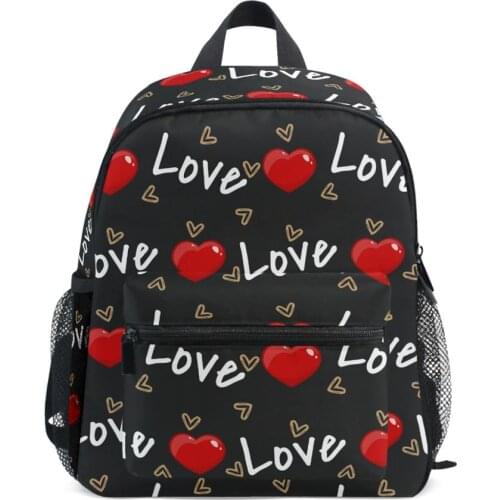 Fashion Red Heart With Love Text Backpacks Cute Student girls School Bags Girls Backpack Female Luxury Teenage Bag Lady Book