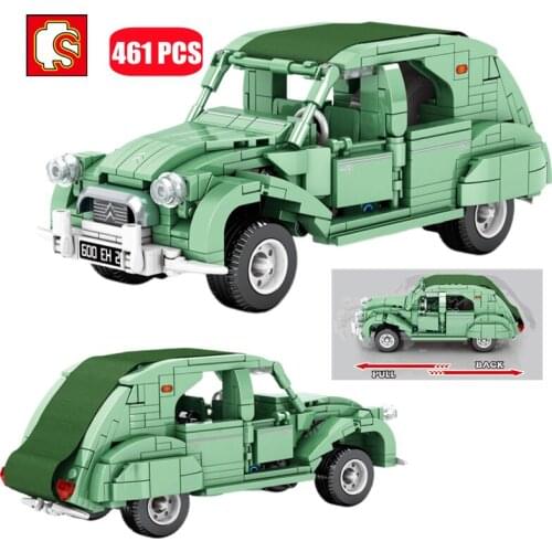 SEMBO Technical Classic Vintage Cars Model Building Block MOC Sports Car Bricks DIY Educational Toys For Children Birthday Gifts