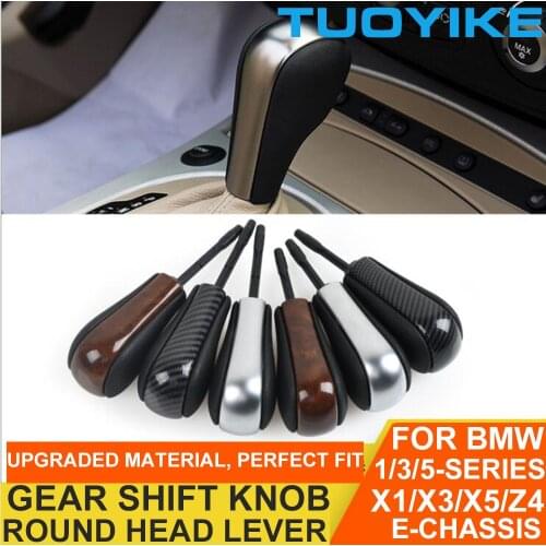 Silver Carbon Fiber Car Gear Shift Knob Lever Round Head For BMW 1 3 5 7-Series E46 E39 E38 E83 E36 E60 E53 X3 X5 X6 E81 E90 E85