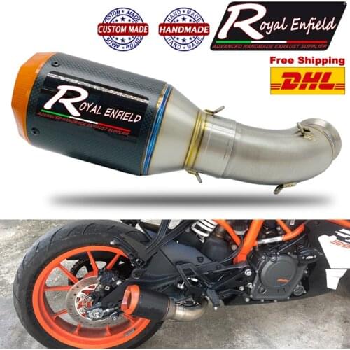 Slip-on for KTM DUKE RC 390 2017 2018 Motorcycle Exhaust Titanium Alloy Muffler Orange End Cap Escape Middle Link Pipe Handmade