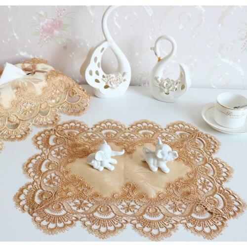 Modern white lace placemat cup coaster mug kitchen wedding table place mat cloth embroidery dining tea coffee doily drink pad