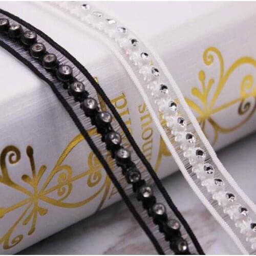 50Yard Rhinestone Beaded Lace Trim Wedding Dress Dentelle Applique Drill Chain Webbing DIY Clothing Home Textile Bag Accessories
