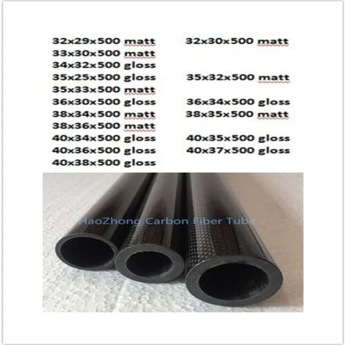 500mm 3k Carbon Fiber Tube/Pipe/Shaft 32mm 33mm 34mm 35mm 36 38 40mm (Roll Wrapped) Light Weight, High Strength
