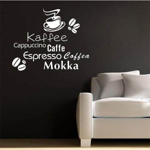 All kinds Coffee Quote Wallpapers Coffee Cup Coffee Beans Wall Decal Home Decoration Vinyl Arthome Decor Y-274