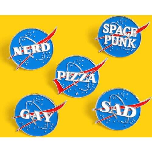 Funny Enamel Pins Fashion Brooch SAD NERD PIZZA Letter Backpack Badge Classic Cartoon Trend Lapel Pins Creative Letter Brooch