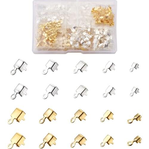 500pcs/Box Gold Silver Color Cup Claw With Loop Brass Cup Chain Connector End For Rhinestone Chain DIY Jewelry Making Accessory