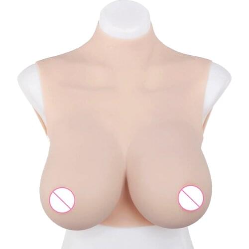 C To H Cup Half Bodysuit High Neck Silicone Breast Forms Silicone Fill Fake Boob Chest for Crossdressing Sissy Cosplay Costumes