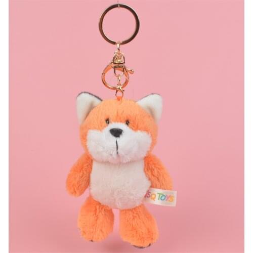 1pcs Cute cartoon orange Series Jungle brothers animal sheep /fox/dog/wolf Keychain Plush Pendant Backpack Bag Decoration
