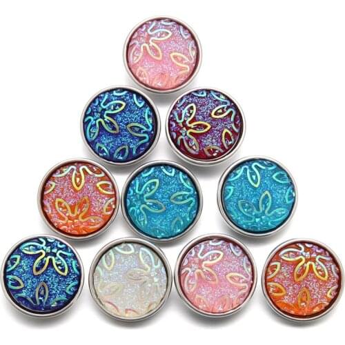 10pcs/lot Mixed 18mm Flower Resin Snap Button Press Buttons Snaps Charms Fit Snap Bracelets DIY Jewelry ZD061