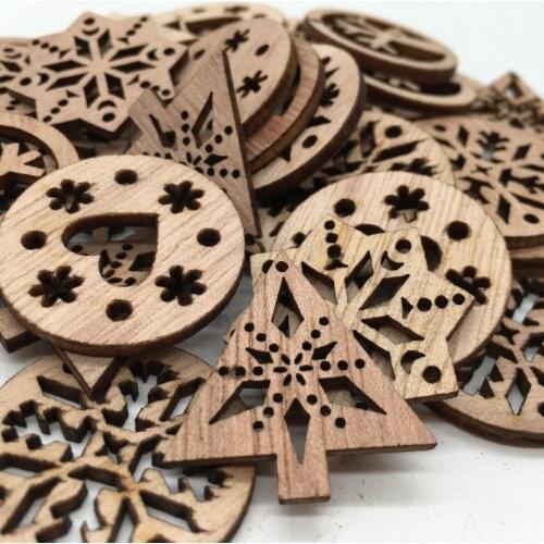 20pcs Unfinished Round Wood Slices Hollow Cutting Wood Embellishment for DIY crafting or Wedding Table Decoration