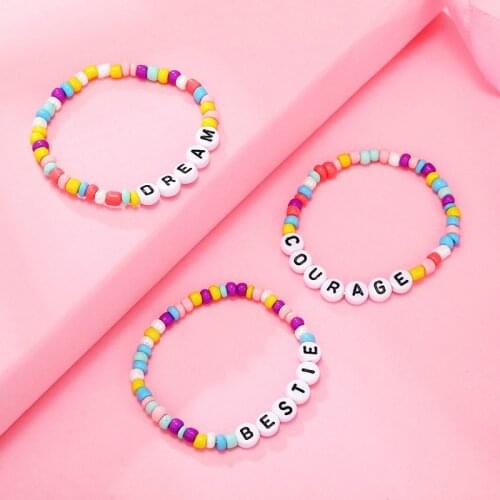 2021 New Cute Children Letter Beaded Bracelet Colorful Letters Positive Energy English Words Candy Color Charm Bracelet DIY Gift