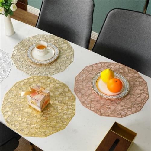 4/6pcs New Round polygonal rectangular pvc hollow western placemat hotel high-end non-slip heat insulation table mat coasters