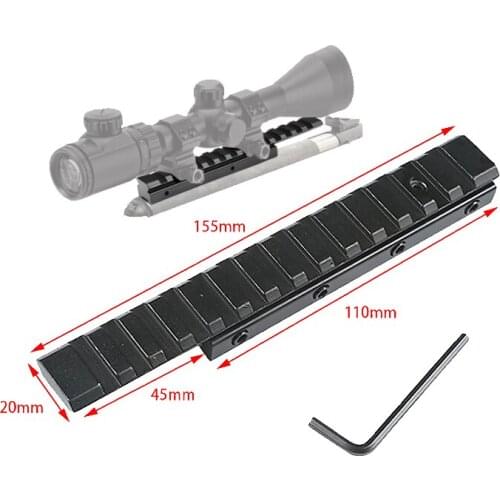 Dovetail 11mm to 20mm Weaver Picatinny Rail Mount Adapter 14 Slot 155mm 6.1inch Rail Mount for .22 Weaver/Picatinny 1913 Hunting