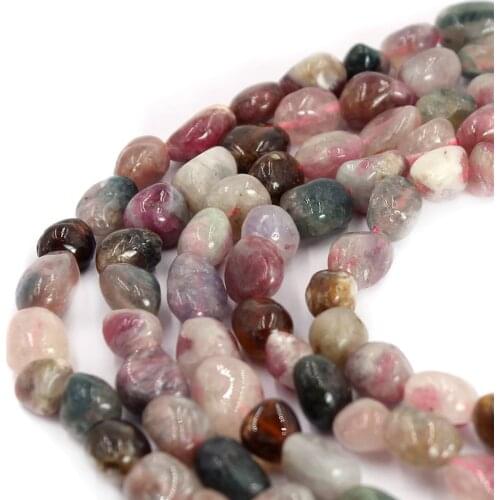Free Shipping 9-10mm Jewelry Accessories Irregular Freeform Natural Gems Stone Mixed Tourmaline Beads 15inch