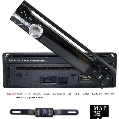 Free Rear Camera+Latest Design Panel Detachable 7'' single din Car DVD Player GPS Navigation in dash car styling Car Stereo DAB