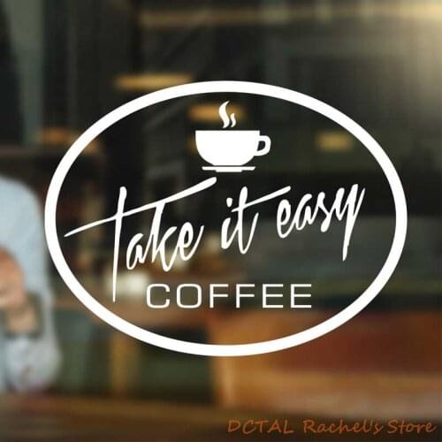 Coffee Shop Sticker Dining Room Mug Cup Vinyl Wall for Window CAFE Coffee Break Take It Easy Coffee House Modern Plastic
