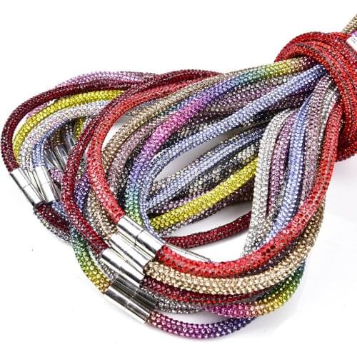 65Cm Rhinestone Decorative Chain Magnetic Metal Tops Dense Crystal Diamond Trim Charm Wristlet Gift Bracelet Jewelry Accessories